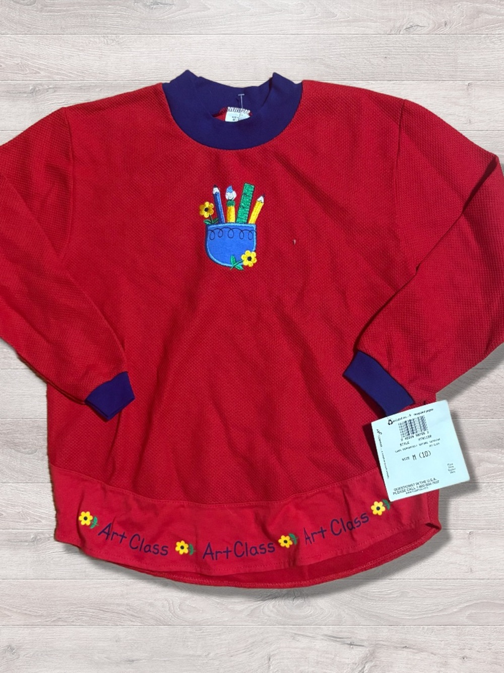 Vintage 90s Girls Club By Healthtex Art Class Shirt NEW NWT 10/12 NOS School